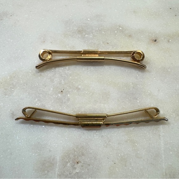 Lot Of 2 Vintage Gold-Tone Tie Clips – Hickok and Mid-Century Design - Picture 6 of 7